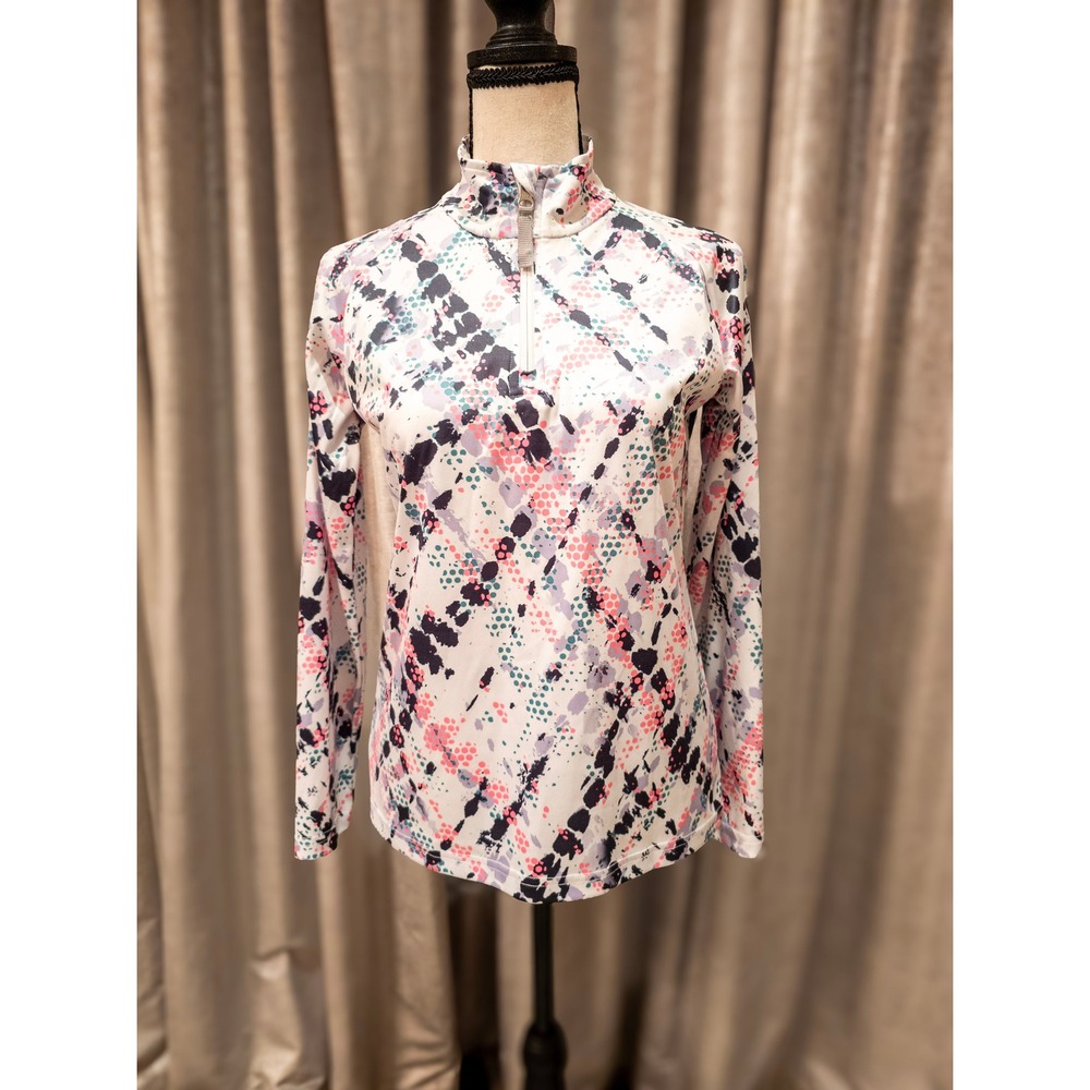 Spyder Kids Girls Long Sleeve Geometric Print Quarter Zip Pullover Shirt Size L